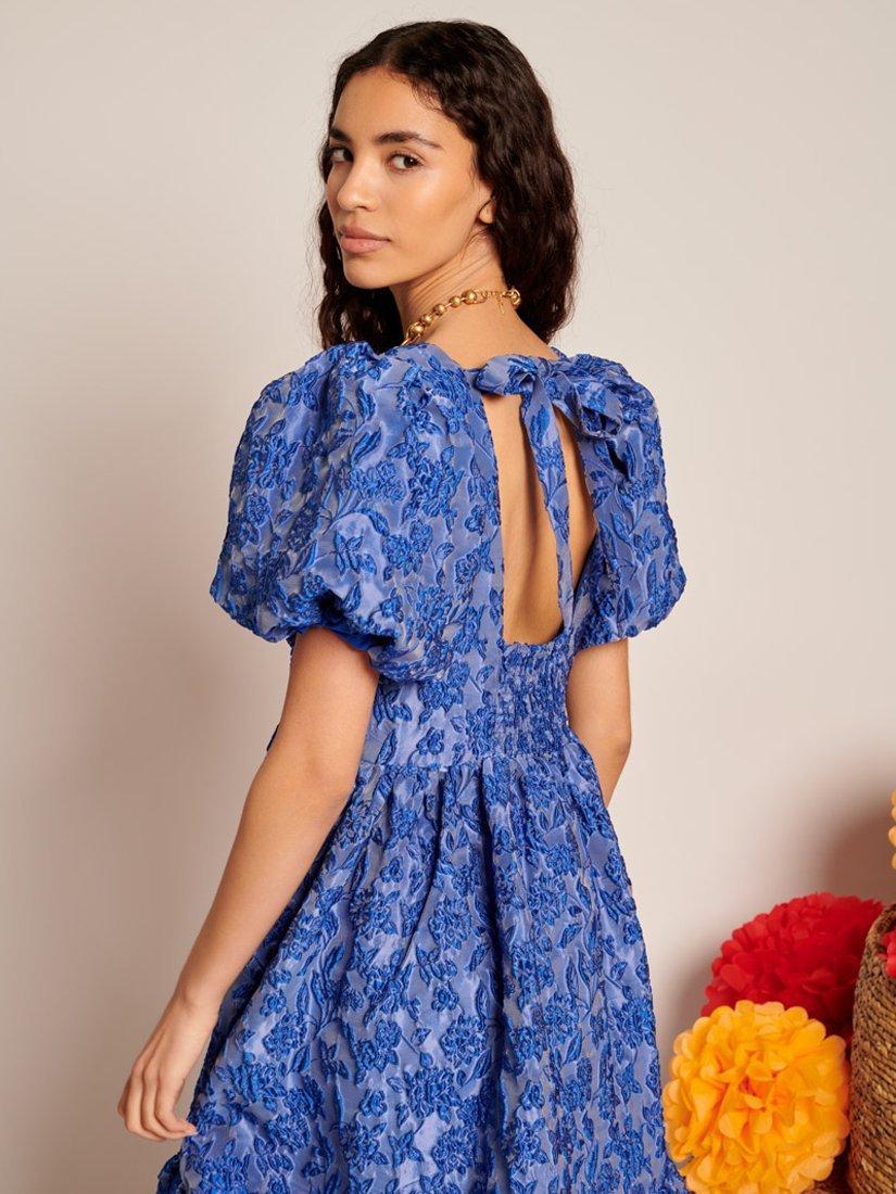 Product image 5 of 6, which shows Sister Jane Floral Jacquard Midi Dress, Blue, 6