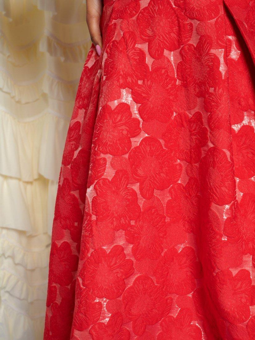 Product image 6 of 6, which shows Sister Jane Maria Floral Jacquard Midi Dress, Red, 6
