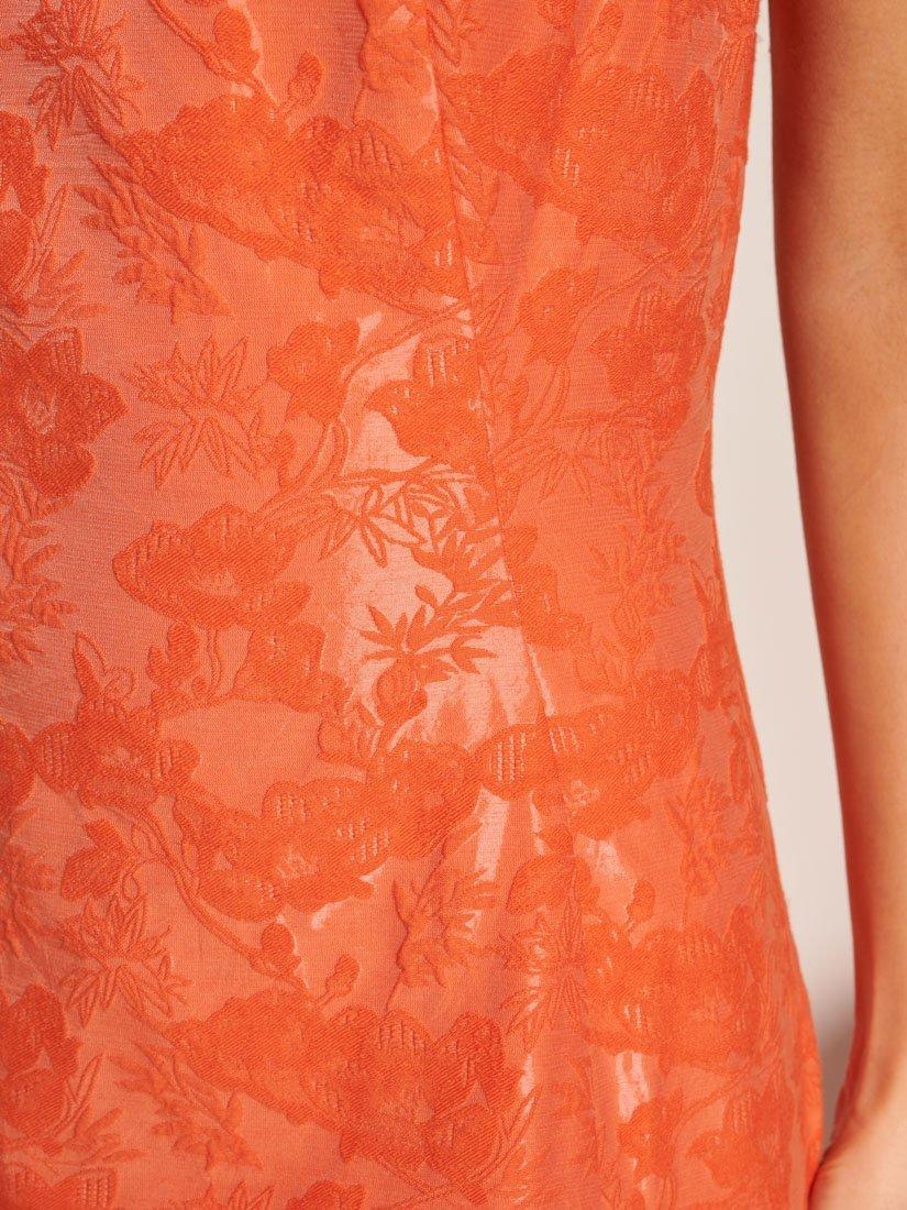 Product image 6 of 6, which shows Sister Jane Floral Jacquard Bow Shoulder Mini Dress, Orange, 6