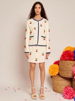 Sister Jane Espera Beaded Cherries Tweed Jacket, Ivory - view 2, Ivory