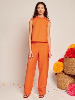 Sister Jane Nero Heart Buckle Belted Trousers, Orange - view 2, Orange
