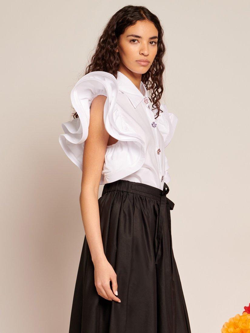 Product image 3 of 6, which shows Sister Jane Ruffle Gem Button Shirt, White, 6