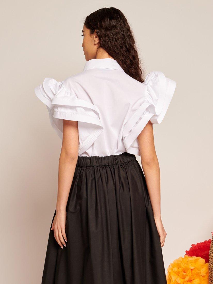 Product image 4 of 6, which shows Sister Jane Ruffle Gem Button Shirt, White, 6