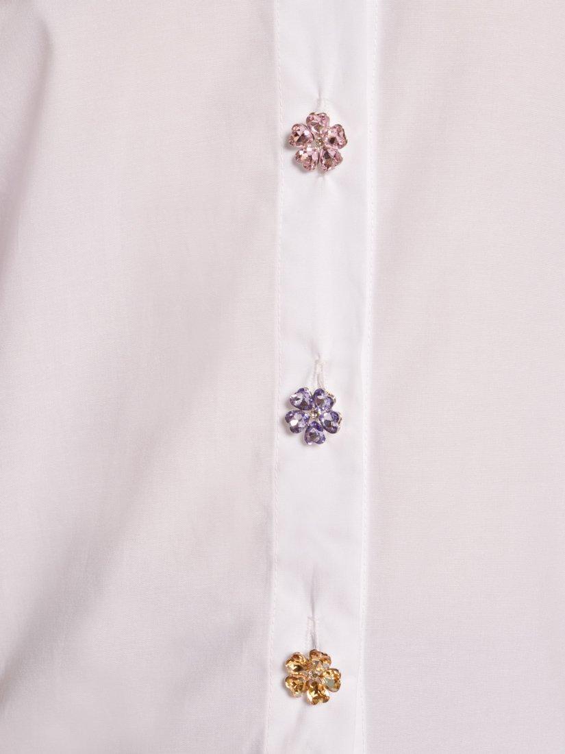Product image 6 of 6, which shows Sister Jane Ruffle Gem Button Shirt, White, 6
