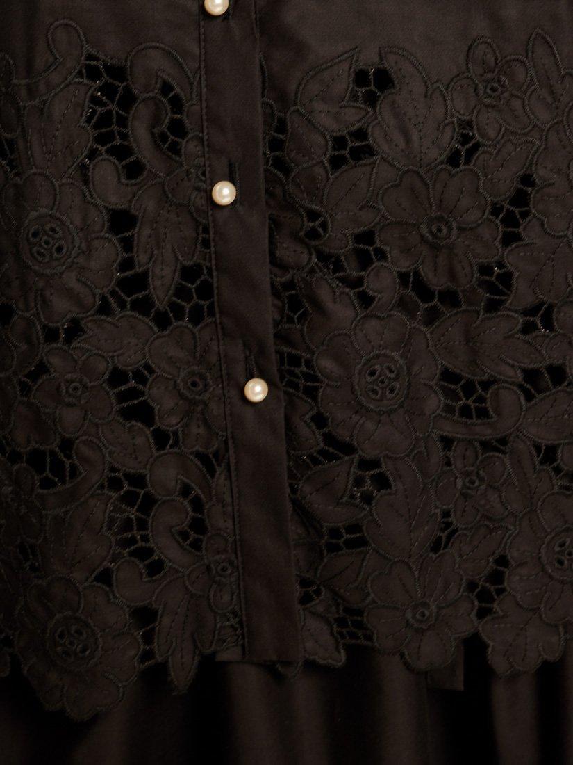 Product image 6 of 6, which shows Sister Jane Embroidered Floral Hem Shirt, Black, 6