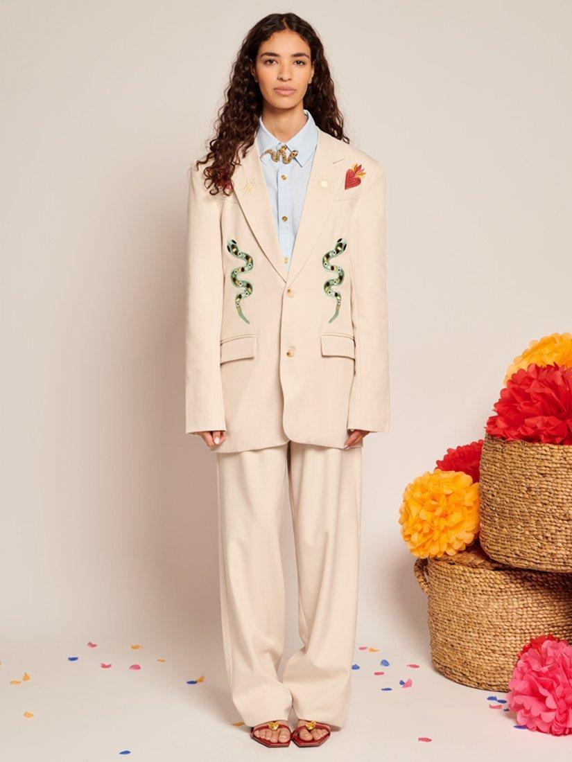 Product image 2 of 2, which shows Sister Jane Digo Embroidered Twill Blazer, Cream, XXS