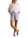 Joules Orla Embroidered Pure Linen Shirt, White