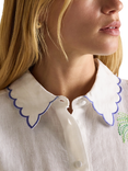 Joules Orla Embroidered Pure Linen Shirt, White