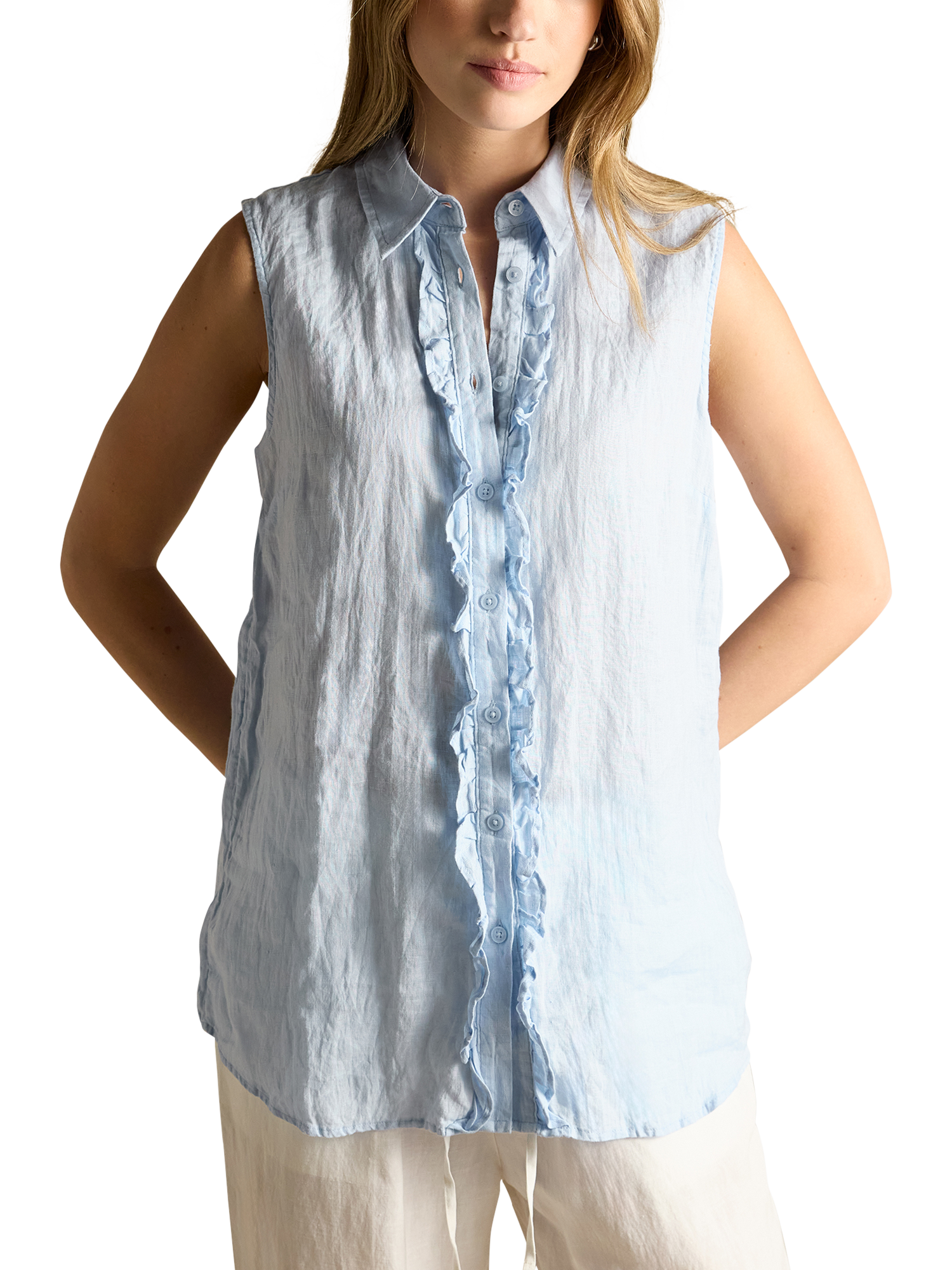Joules Selene Sleeveless Shirt, Light Blue
