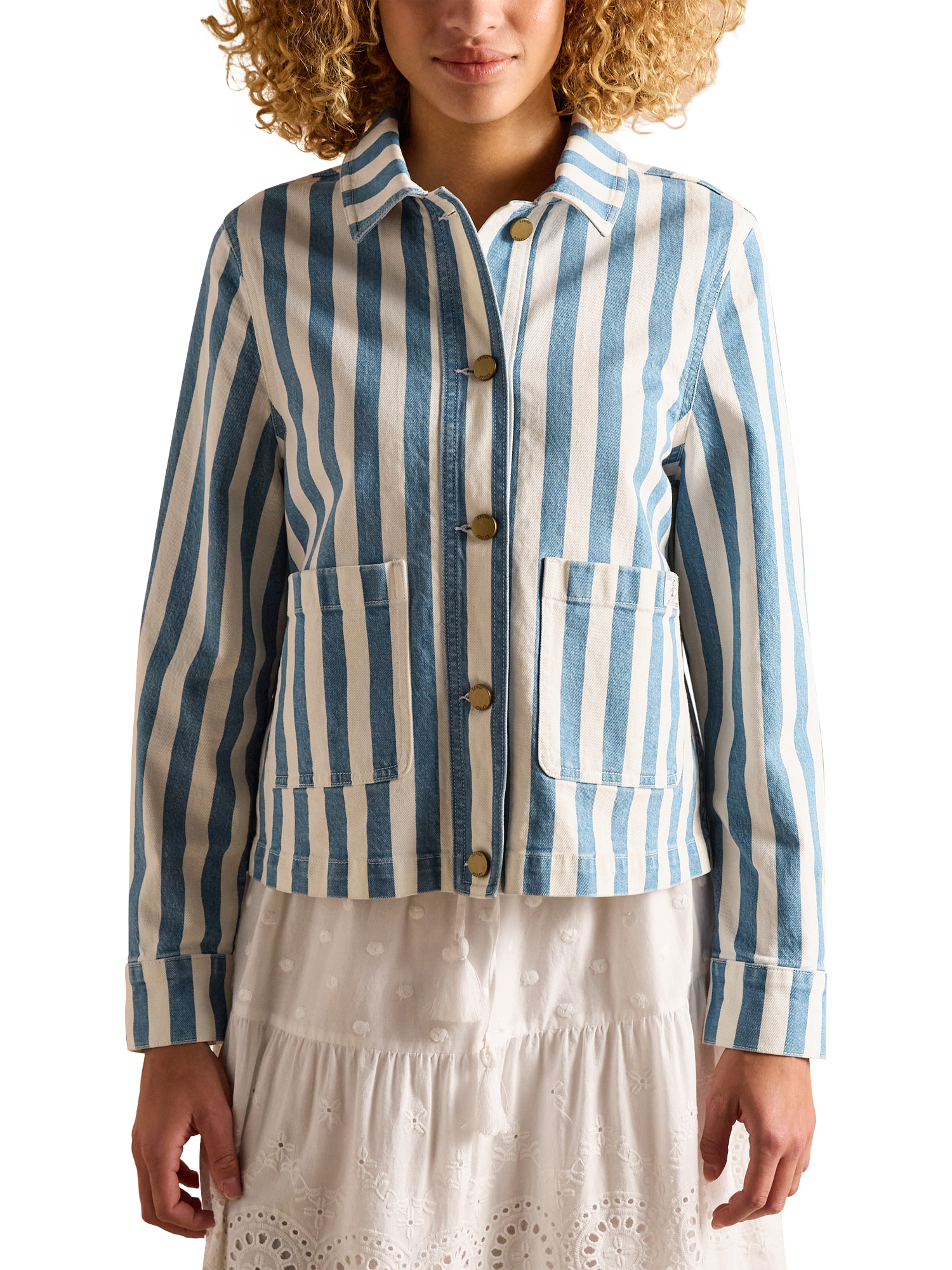 Joules Stripe Denim Jacket, Blue/Multi