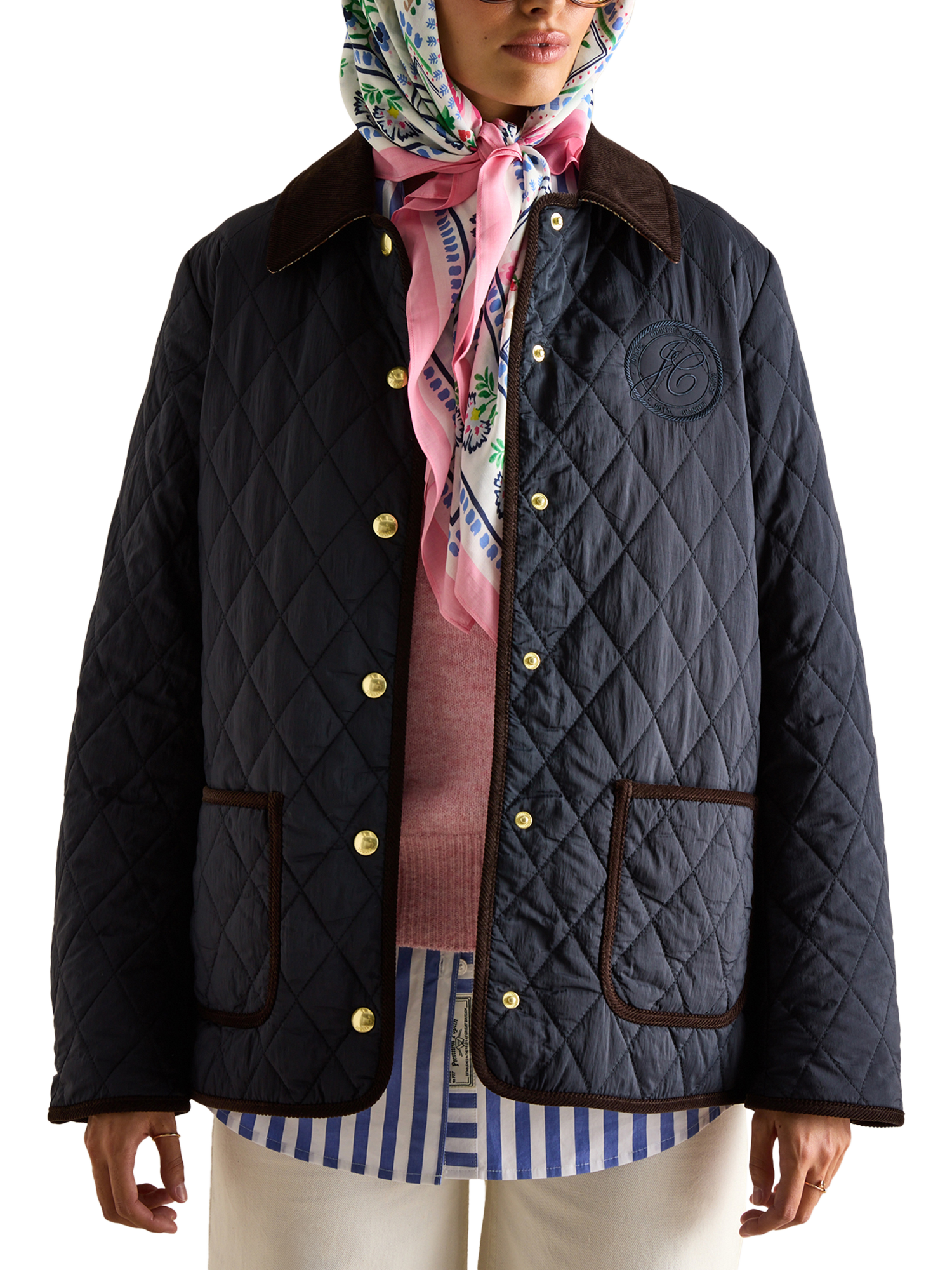 Product image 1 of 6, which shows Joules Quinn Quilted Jacket, Navy, 6