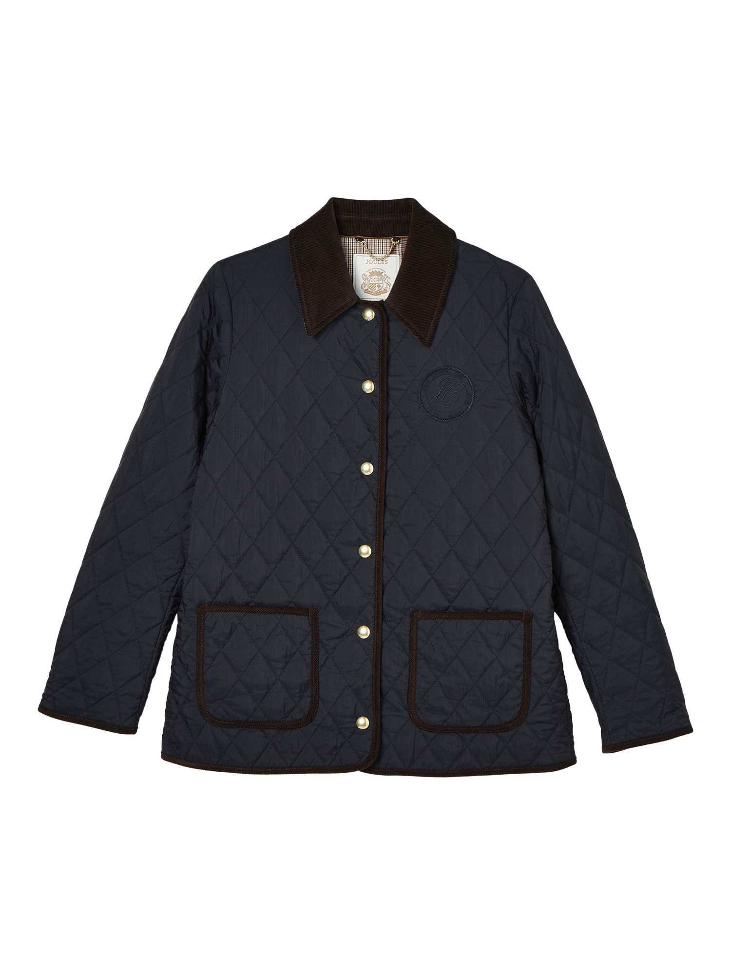 Product image 6 of 6, which shows Joules Quinn Quilted Jacket, Navy, 6
