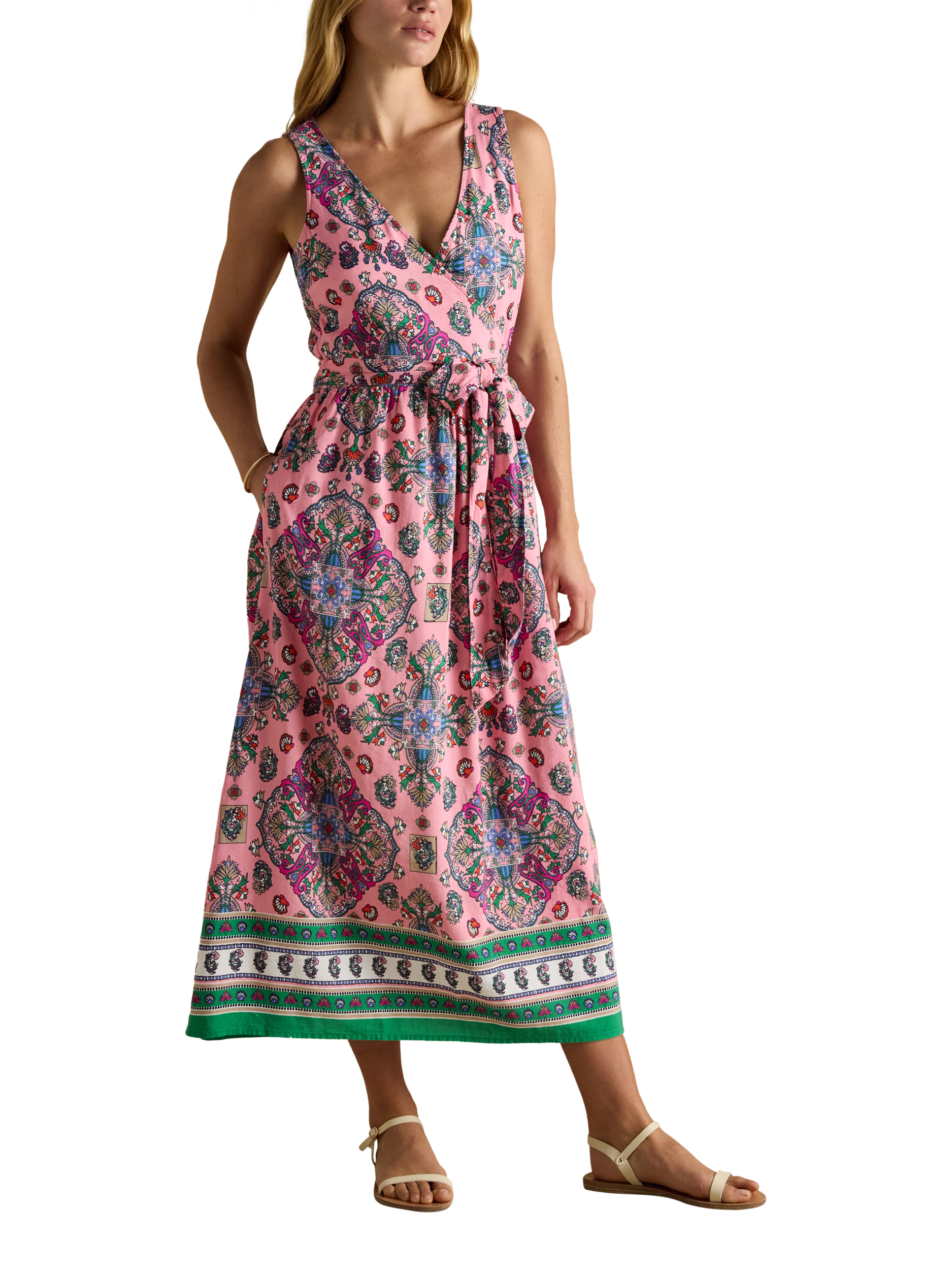 Joules Eliza Floral Wrap Maxi Dress, Pink/Multi