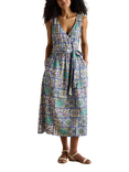 Joules Eliza Tile Print Wrap Dress, Blue/Multi