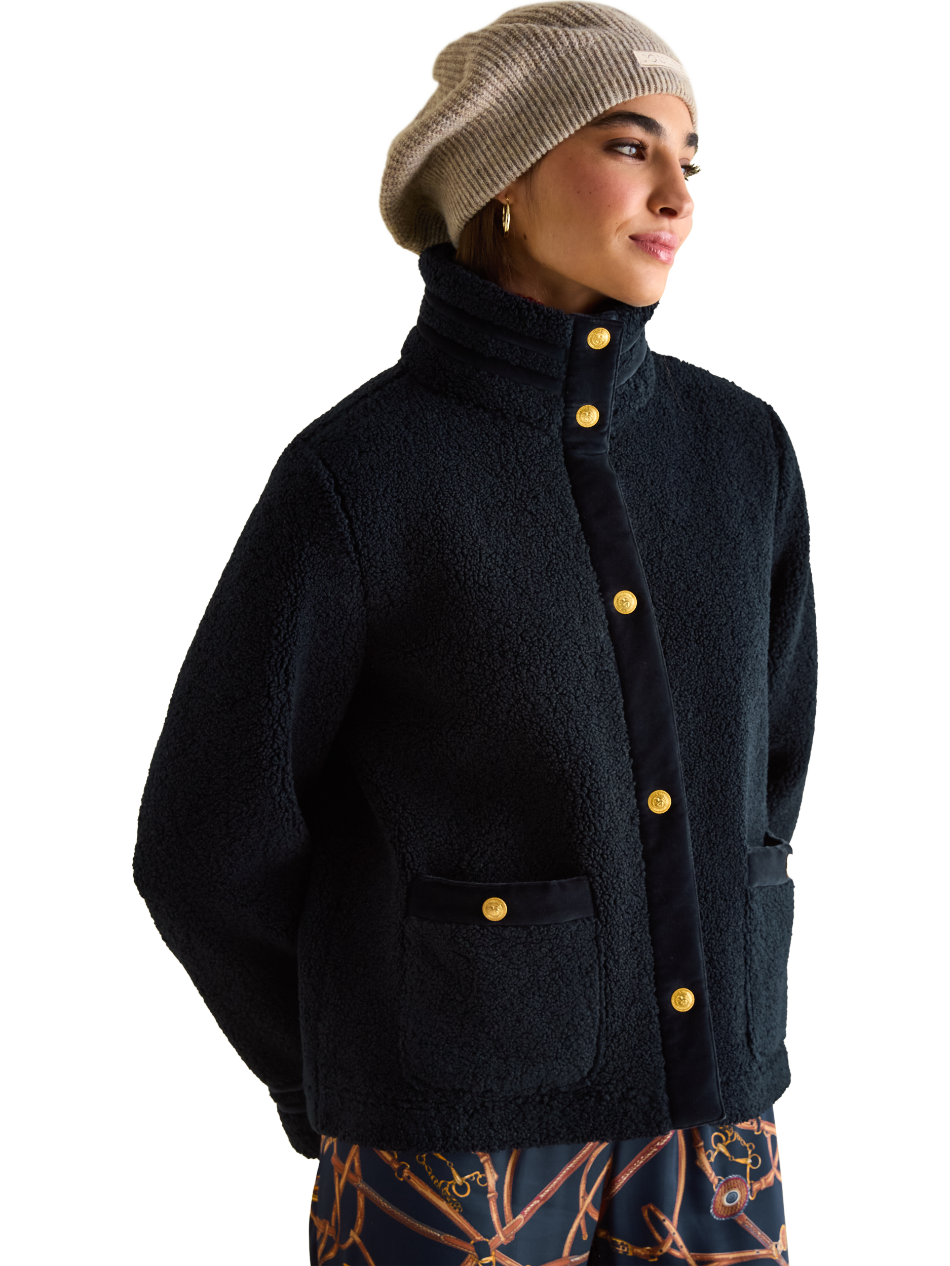 Product image 1 of 7, which shows Joules Fleur Fleece, Navy, 6
