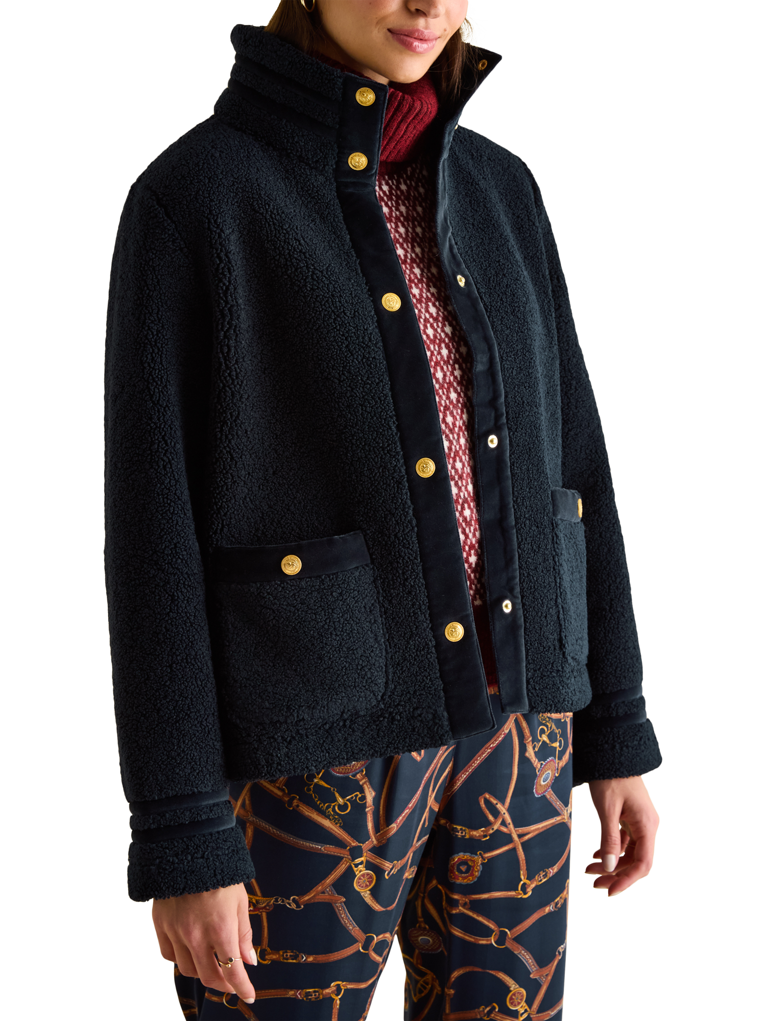 Product image 3 of 7, which shows Joules Fleur Fleece, Navy, 6