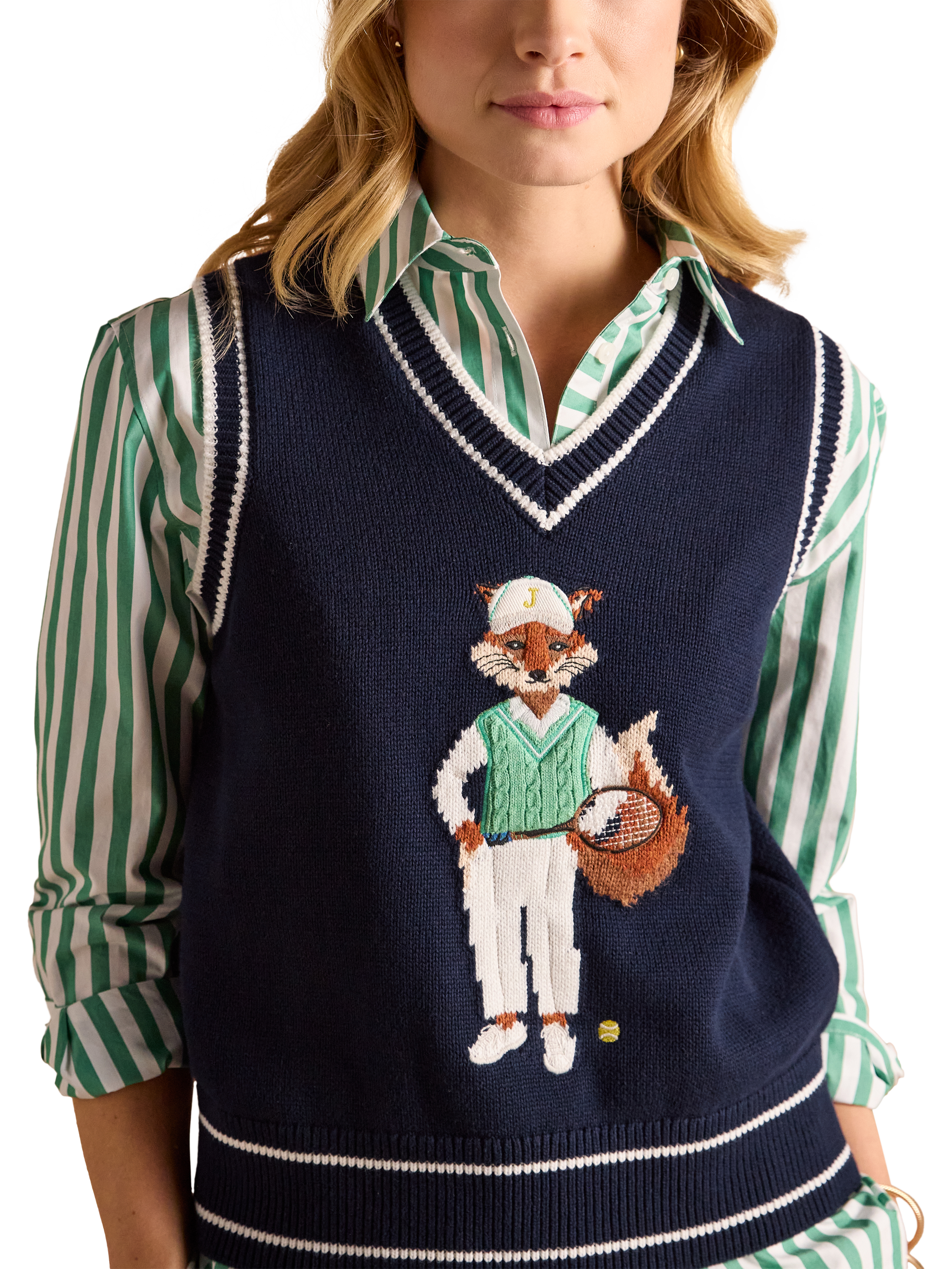 Joules Jonty Tennis Tank Top, Navy/Multi