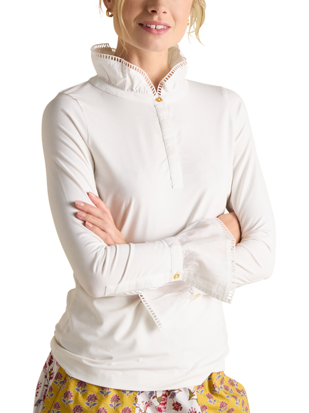 Joules Kate Long Sleeve High Neck Jersey Top, White