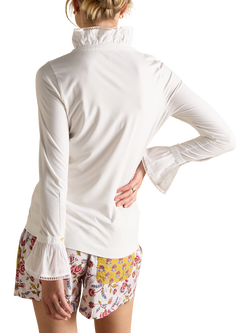 Joules Kate Long Sleeve High Neck Jersey Top - view 2, White