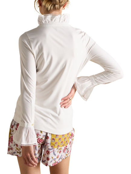 Joules Kate Long Sleeve High Neck Jersey Top - view 2, White