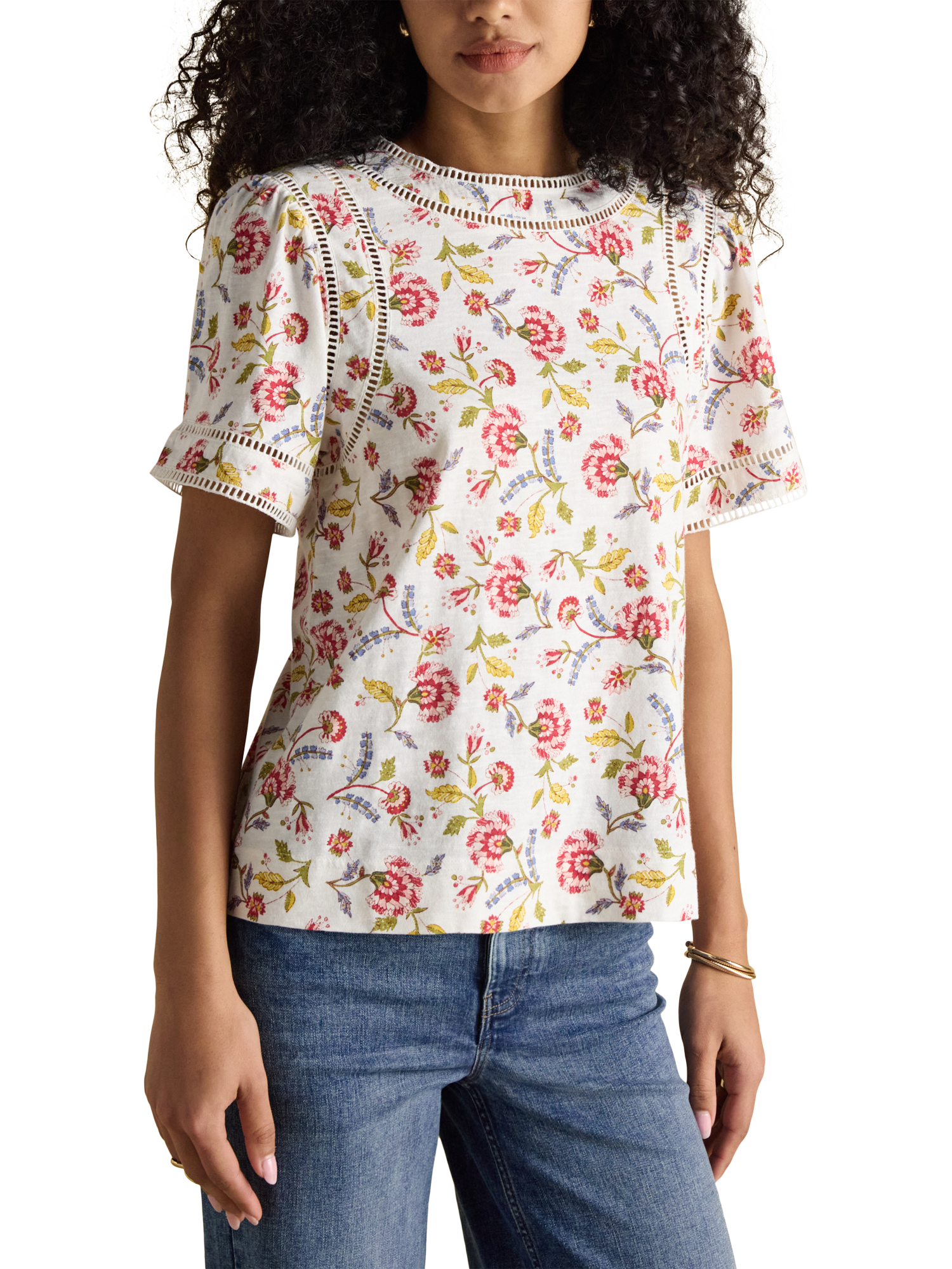 Joules Sienna Floral Top, White/Multi