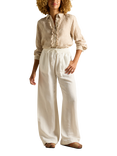 Joules Linen Blend Wide Leg Trousers, White