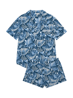 myza Ocean Short Sleeve Shorty Pyjama Set - view 2, Blue