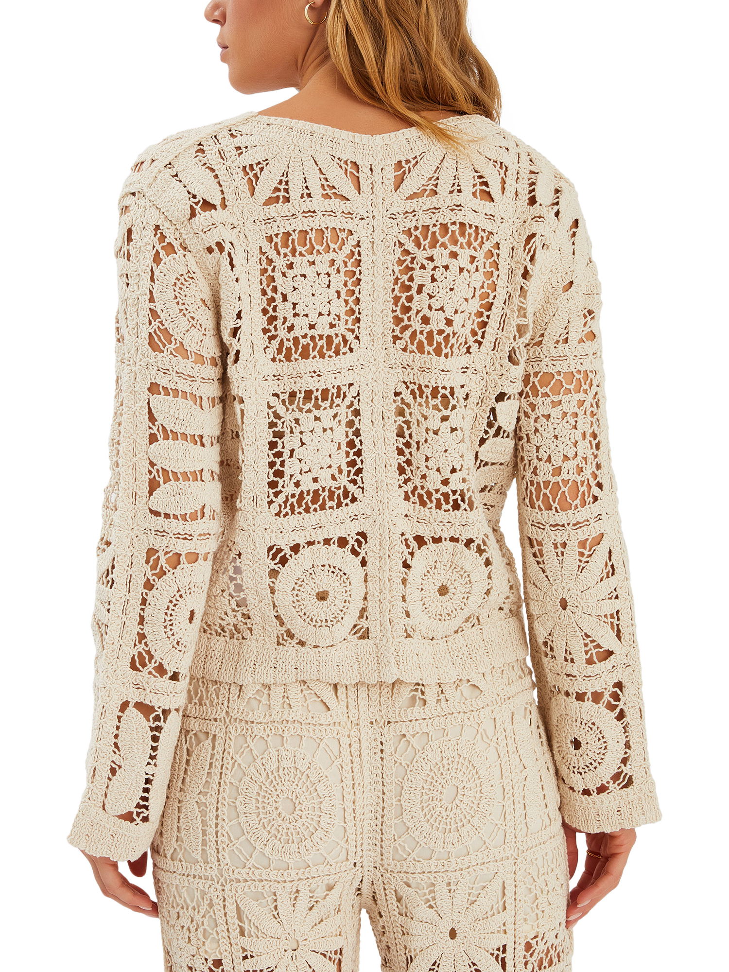 Product image 2 of 5, which shows Accessorize Crochet Cardigan, Natural, M