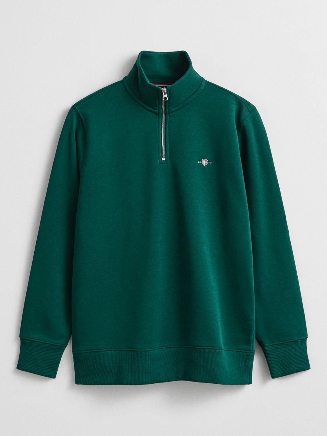 Product image 1 of 2, which shows GANT Half-Zip Shield Logo Sweatshirt, Deep Forest Green, S
