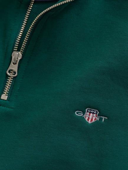 GANT Half-Zip Shield Logo Sweatshirt, Deep Forest Green - view 2, Deep Forest Green