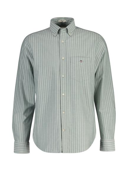 GANT Cotton Regular Fit Stripe Oxford Shirt, Woody Green, Woody Green
