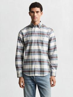 GANT Cotton Regular Fit Check Oxford Shirt, Woody Green, Woody Green