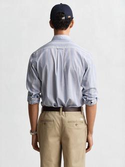 GANT Cotton Regular Fit Stripe Shirt, College Blue - view 2, College Blue