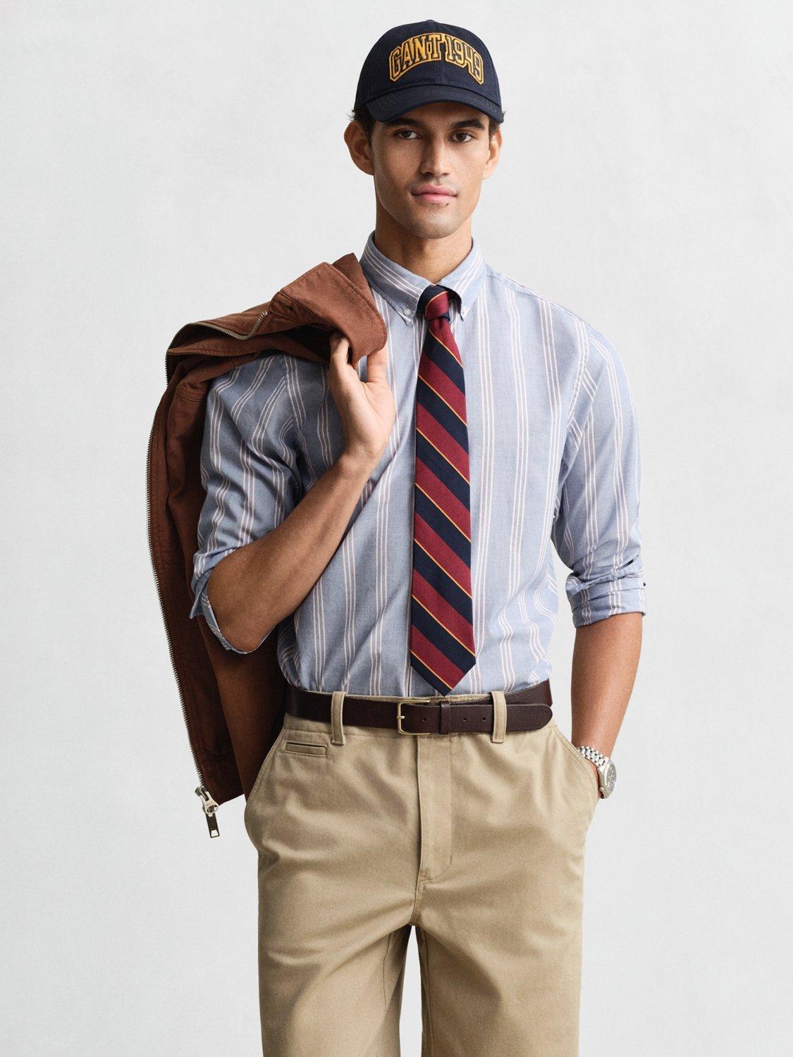Product image 4 of 6, which shows GANT Cotton Regular Fit Stripe Shirt, College Blue, S