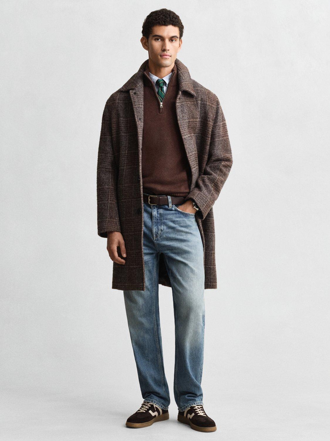 Product image 3 of 4, which shows GANT Cotton Half-Zip Knit Jumper, Brown Melange, S