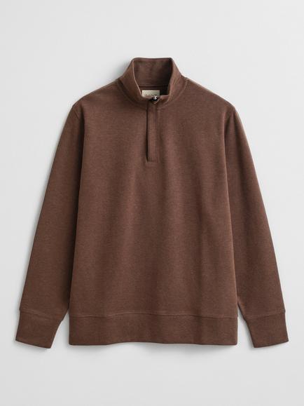GANT Cotton Light Sacker Half-Zip Sweatshirt, Dk Brown Melange, Dk Brown Melange