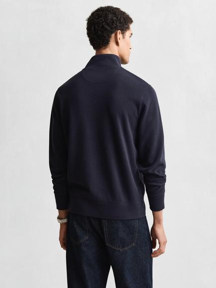 GANT Cotton Light Sacker Half-Zip Sweatshirt, Evening Blue - view 2, Evening Blue