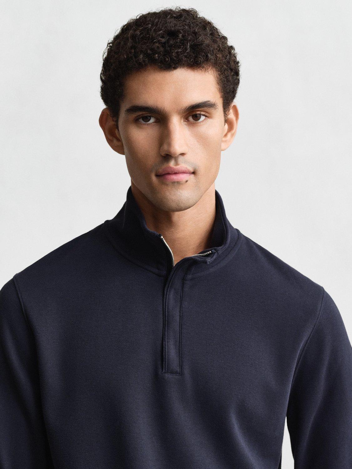 Product image 4 of 5, which shows GANT Cotton Light Sacker Half-Zip Sweatshirt, Evening Blue, S