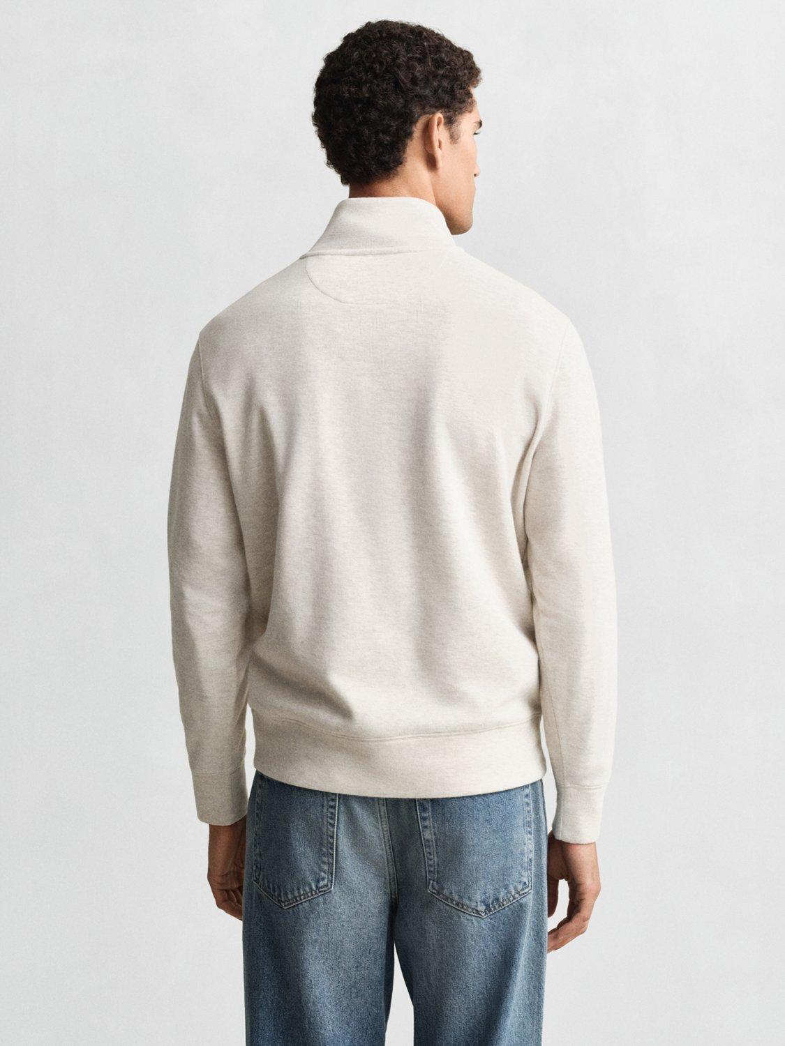 Product image 2 of 4, which shows GANT Cotton Light Sacker Half-Zip Sweatshirt, Seed Melange, S