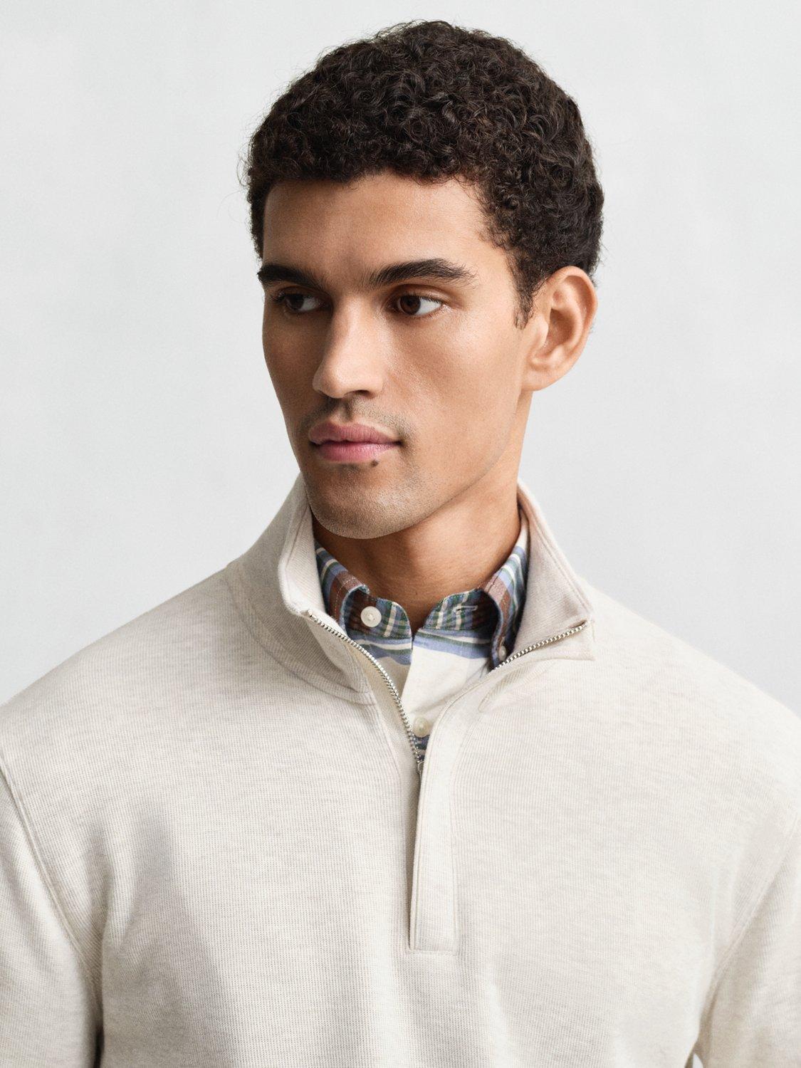 Product image 4 of 4, which shows GANT Cotton Light Sacker Half-Zip Sweatshirt, Seed Melange, S