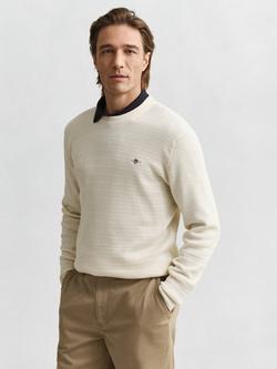 GANT Cotton Mini Cable Knit Crew Neck Jumper, Cream, Cream