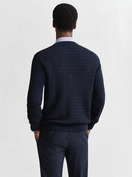 GANT Cotton Mini Cable Knit Crew Neck Jumper, Evening Blue - view 2, Evening Blue