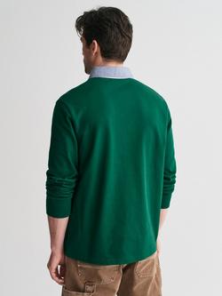 GANT Cotton Regular Fit Long Sleeve Shield Logo Polo Shirt, Deep Forest Green - view 2, Deep Forest Green