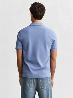 GANT Cotton Regular Fit Short Sleeve Shield Logo Polo Shirt, Greyish Blue - view 2, Greyish Blue