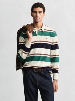 GANT Heavyweight Striped Rugby Shirt, Cream, Cream