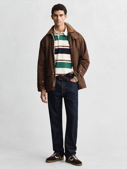 GANT Heavyweight Striped Rugby Shirt, Cream - view 2, Cream