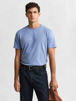 GANT Cotton Regular Fit Short Sleeve Shield Logo T-Shirt, Greyish Blue, Greyish Blue