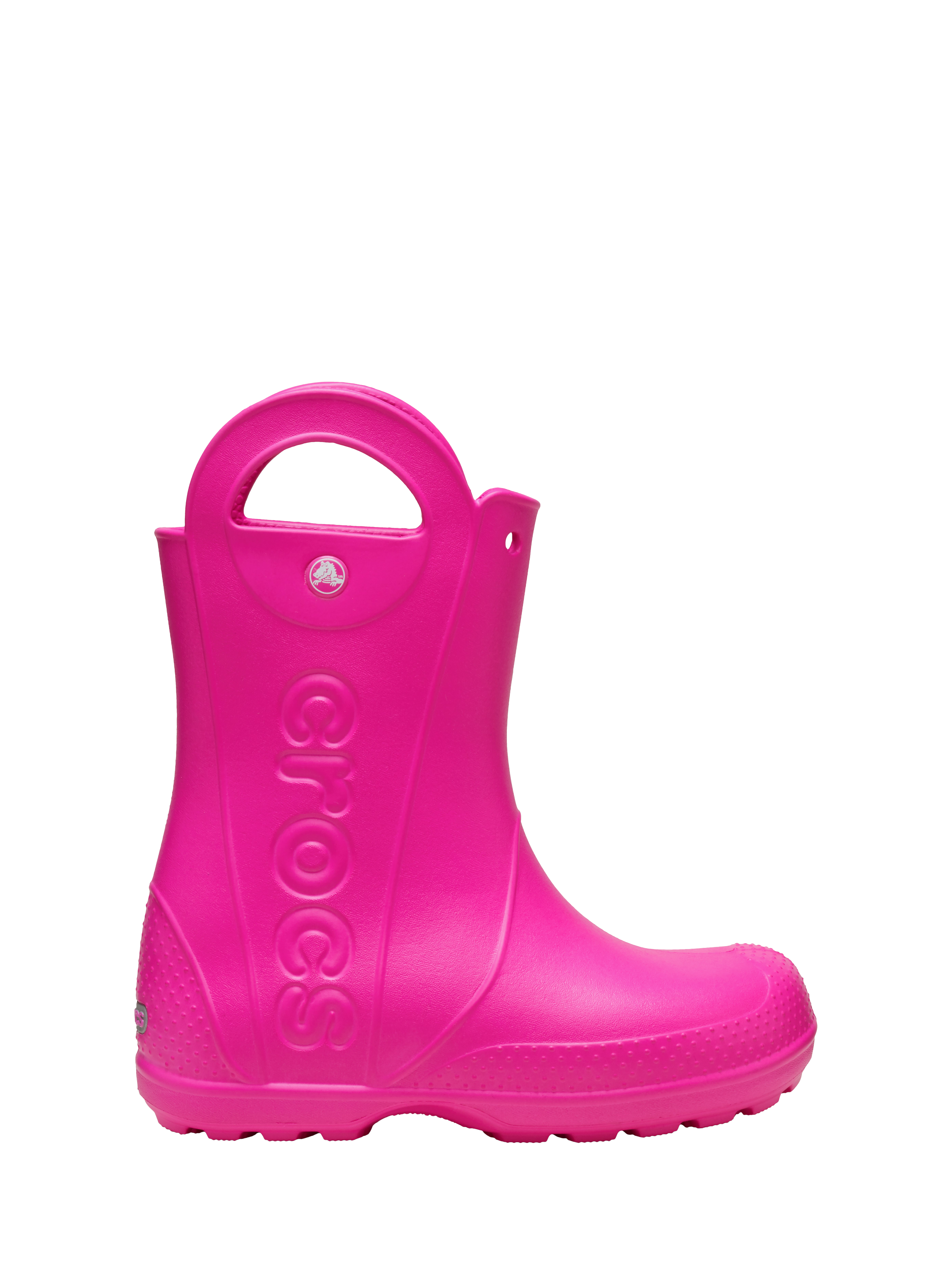 Product image 1 of 5, which shows Crocs Kids' Waterproof Oversized Handle Rain Boots, Pink, 1