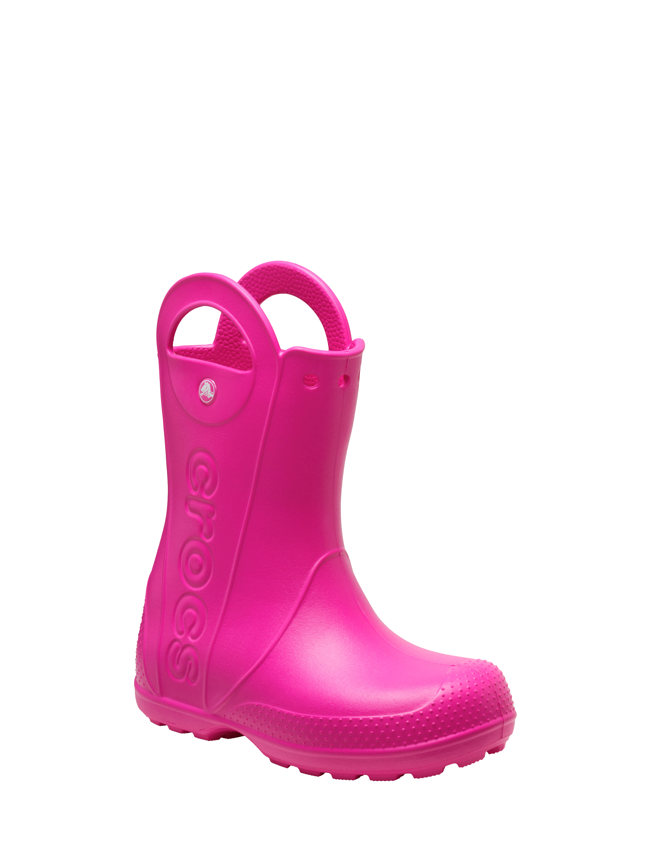 Product image 2 of 5, which shows Crocs Kids' Waterproof Oversized Handle Rain Boots, Pink, 1