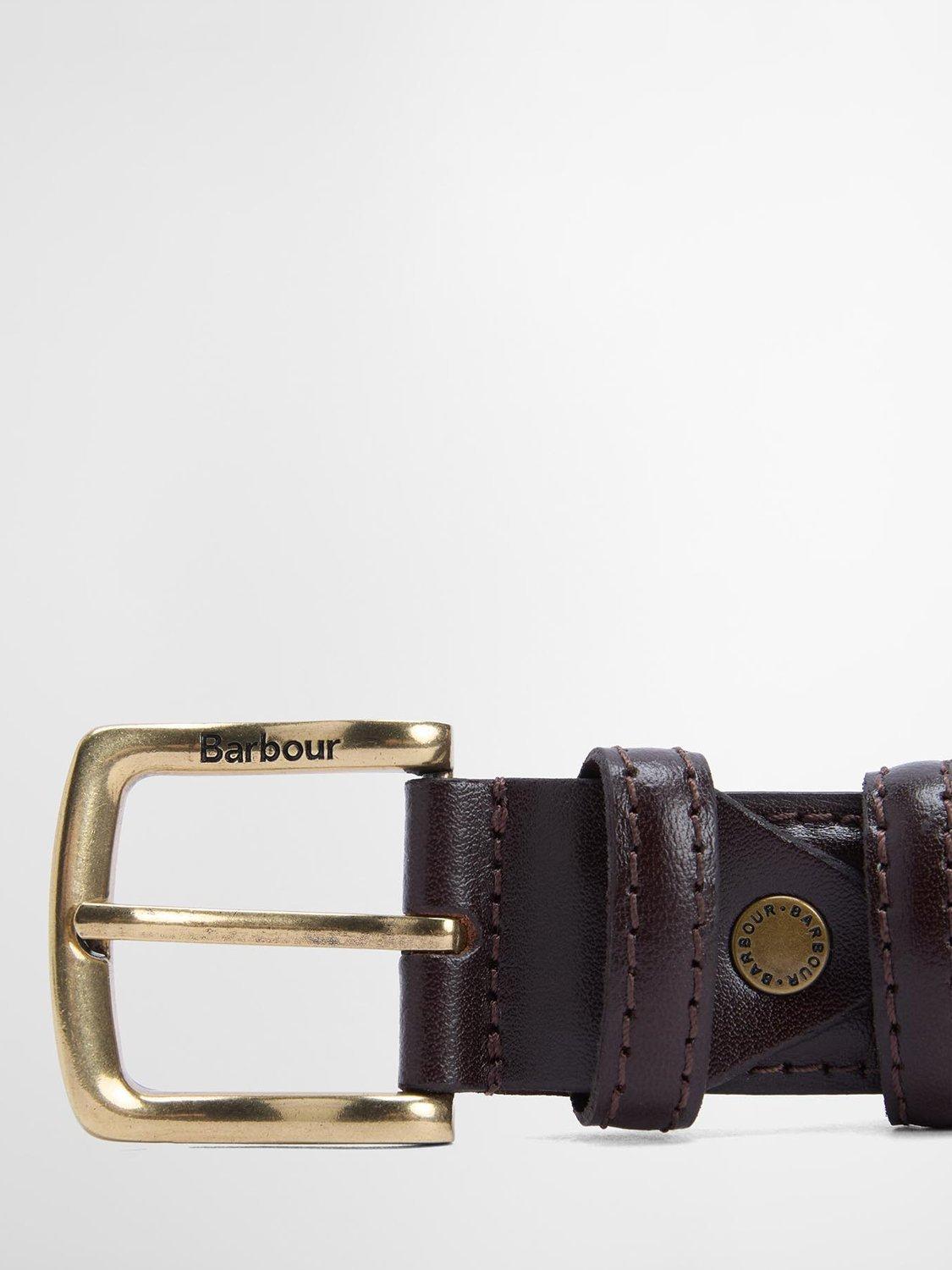 Product image 2 of 3, which shows Barbour Clyde Leather Belt, Chestnut Brown, M